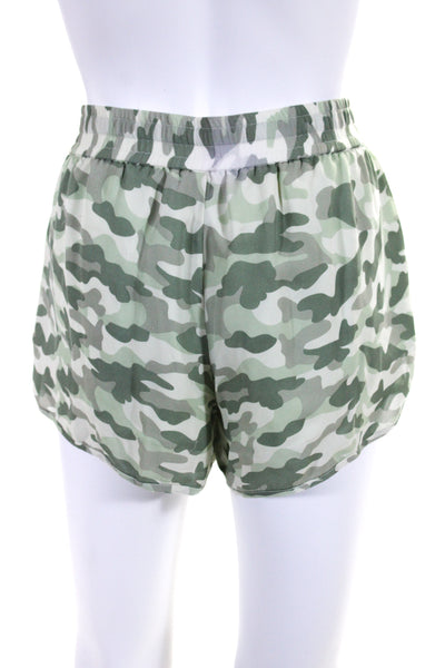 Joie Womens Silk Camouflage Print Ruched Tied Drawstring Shorts Green Size S