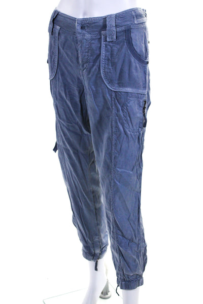 Marrakech Womens Buttoned Zipped Slip-On Cargo Jogger Pants Blue Size EUR27