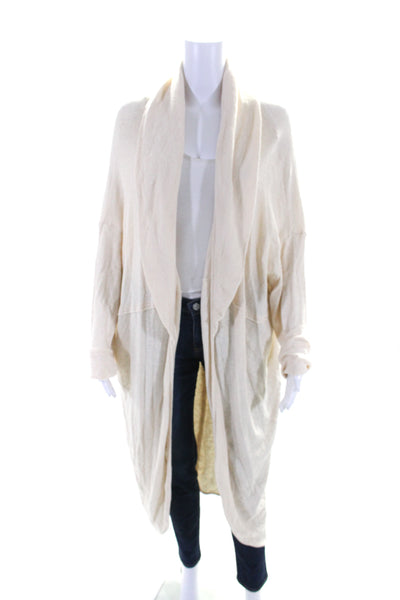 FP Beach Womens Beige Cowl Neck Long Sleeve Open Cardigan Sweater Top Size M