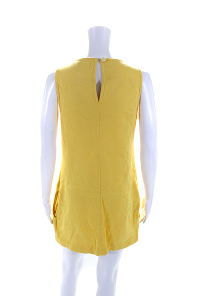 Juicy Couture Womens Yellow Polka Dot Stud Crew Neck Sleeveless Shift Dress Size