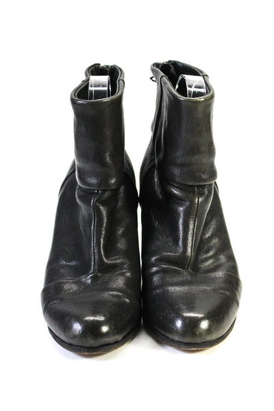 Rag & Bone Womens Black Leather Block High Heels Ankle Boots Shoes Size 8