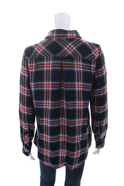 Rails Womens Plaid Print Buttoned Cuff Long Sleeve Collared Blouse Red Size M