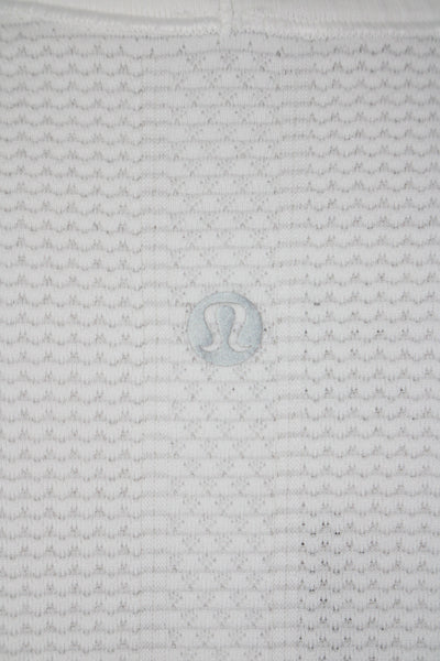 Lululemon Womens Textured Short Sleeve Pullover Round Neck Top White Size M