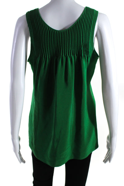 COOP Women's Scoop Neck Sleeveless Silk Studs Tank Top Green Size S