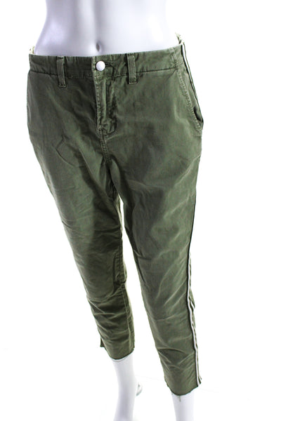 L'Agence Womens Button Closure Flat Front Straight Leg Casual Pant Green Size 26