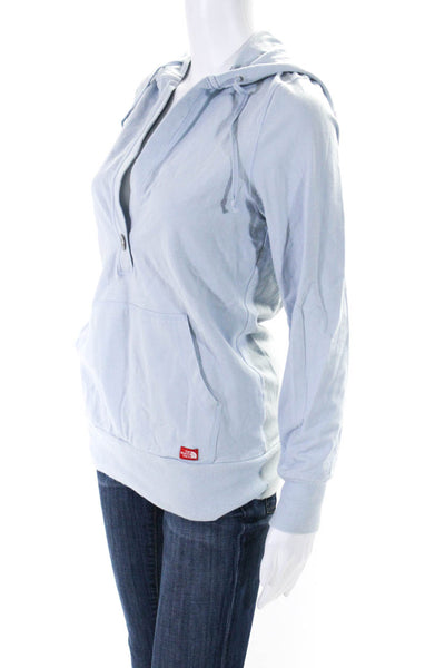 The North Face Womens Cotton V Neck Hooded Pullover Jacket Blue Size S