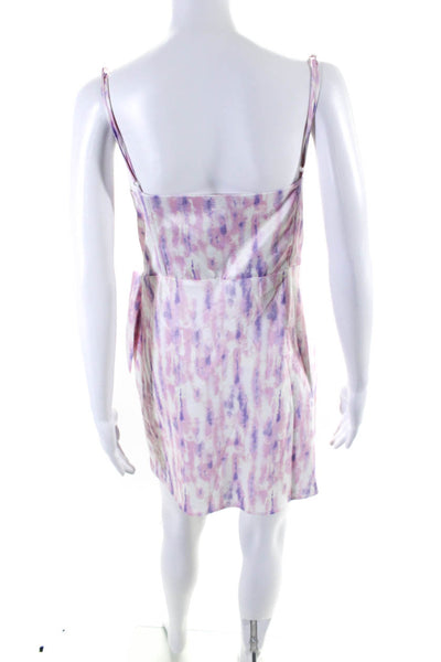 Michael Costello x Revolve Womens Tie Dye Zip Sleeveless Tied Dress Pink Size XL