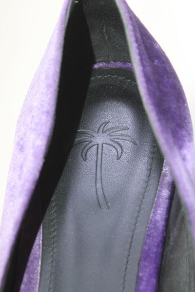 Tomas Maier Womens Studded Velvet Pointed Toe Ballet Flats Purple Size 8.5