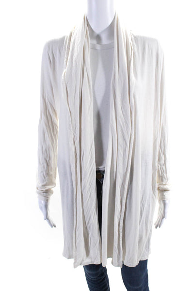 The Row Womens Jersey Knit Layered V-Neck Long Sleeve Cardigan Tan White Size S