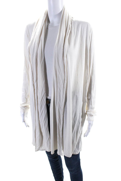 The Row Womens Jersey Knit Layered V-Neck Long Sleeve Cardigan Tan White Size S