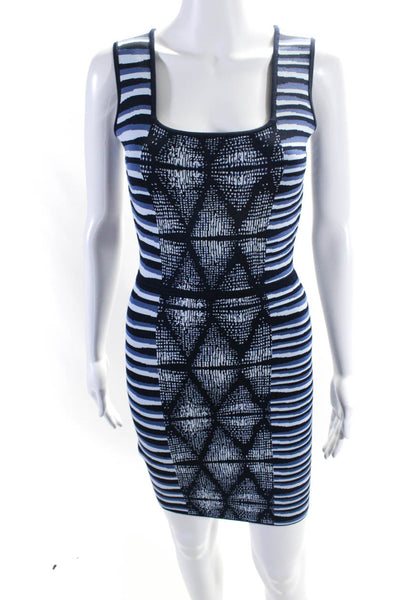 BCBGMAXAZRIA Womens Square Neck Sleeveless Mini Bodycon Hailey Dress Blue Size S