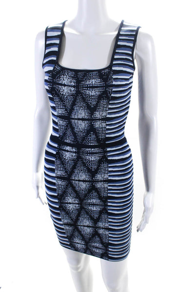 BCBGMAXAZRIA Womens Square Neck Sleeveless Mini Bodycon Hailey Dress Blue Size S