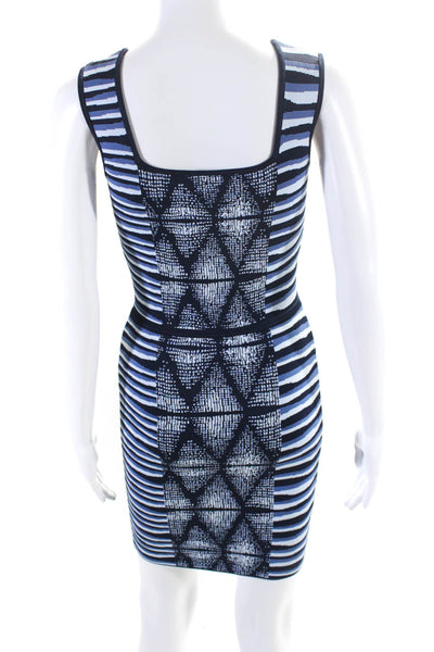 BCBGMAXAZRIA Womens Square Neck Sleeveless Mini Bodycon Hailey Dress Blue Size S