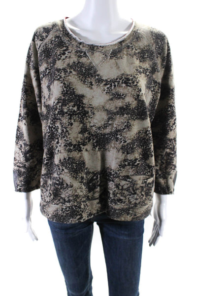 Grey State Womens Animal Print Long Sleeves Sweatshirt Brown Cotton Size 4