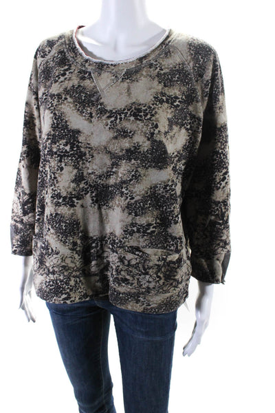 Grey State Womens Animal Print Long Sleeves Sweatshirt Brown Cotton Size 4