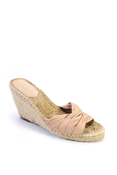 Loeffler Randall Women's Straps Slip-On Espadrille Wedge Sandals Beige Size 10