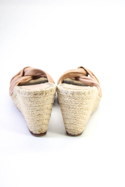 Loeffler Randall Women's Straps Slip-On Espadrille Wedge Sandals Beige Size 10