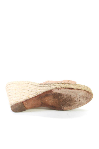 Loeffler Randall Women's Straps Slip-On Espadrille Wedge Sandals Beige Size 10