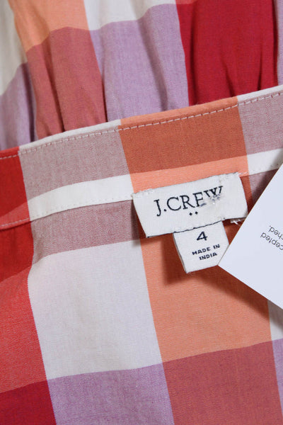 J Crew Women's V-Neck Sleeveless Tiered Tiered Multicolor Plaid Mini Dress Size