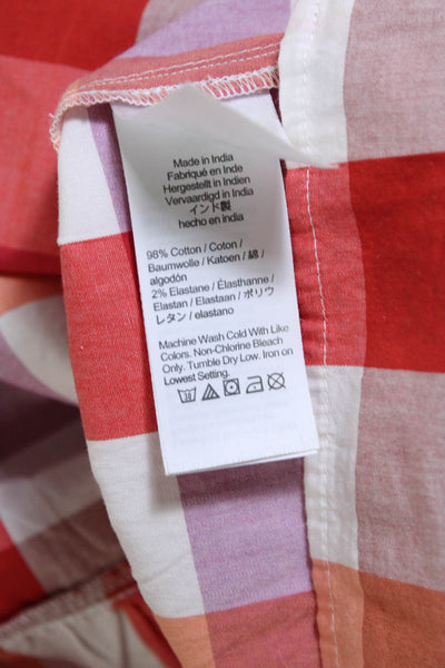 J Crew Women's V-Neck Sleeveless Tiered Tiered Multicolor Plaid Mini Dress Size