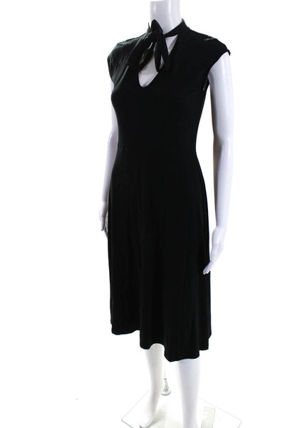 Lauren Ralph Lauren Women's V-Neck Sleeveless A-Line Midi Dress Black Size 2