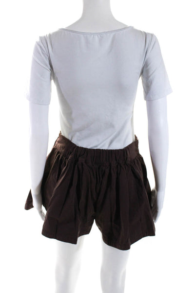 Anthropologie Womens Front Zip Gathered Mini Skort Brown Size S