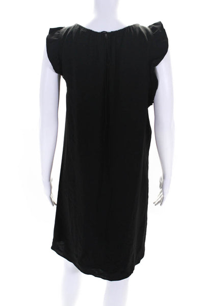 Comptoir Des Cotonniers Womens Black Silk Ruffle Sleeveless A-line Dress Size 44