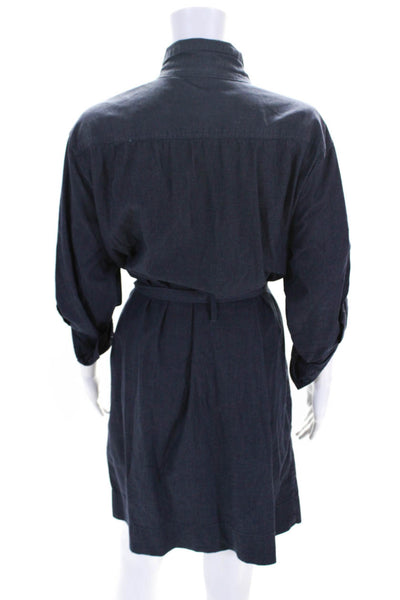 J Crew Womens Indigo Cotton Collar Belt Long Sleeve Shirt Dress Size XS