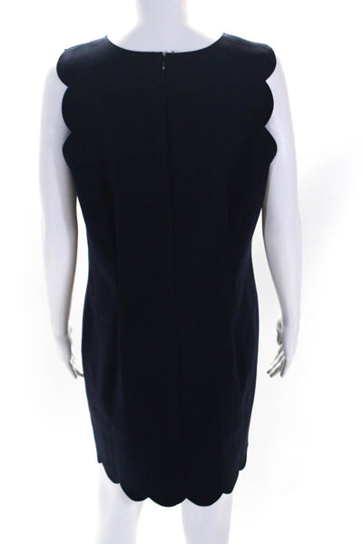 J Crew Womens Navy Scalloped Detail Crew Neck Sleeveless Shift Dress Size 12