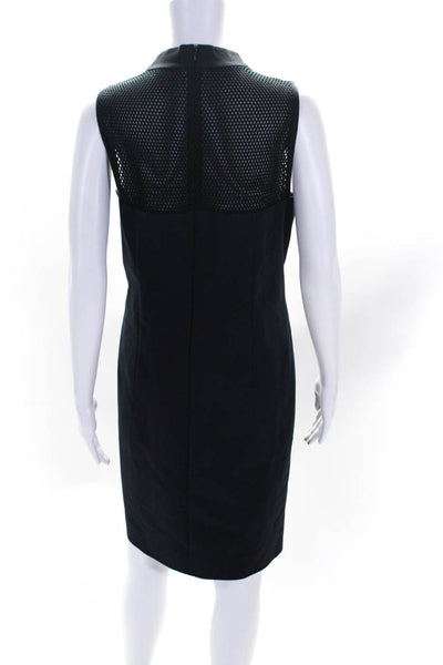 Akris Punto Womens Navy Cotton Blend V-Neck Belt Sleeveless Shift Dress Size 12