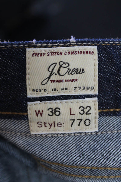 J Crew Mens Cotton Dark Wash Straight Leg Jeans Blue Size 36x32