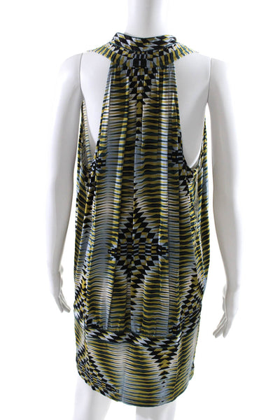 BCBGMAXAZRIA Womens Stretch Geometric Print Low Cut Mini Dress Green Size M