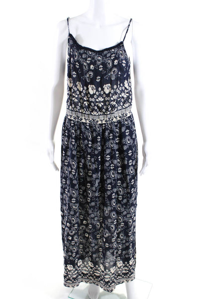 Sea New York Womens Paisley Print Sleeveless Maxi Dress Navy Blue White Size 8