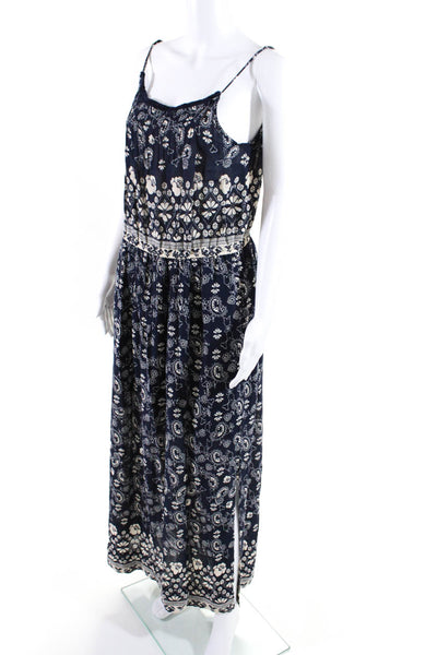 Sea New York Womens Paisley Print Sleeveless Maxi Dress Navy Blue White Size 8