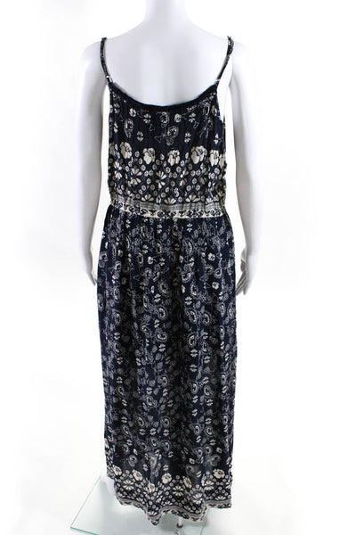 Sea New York Womens Paisley Print Sleeveless Maxi Dress Navy Blue White Size 8