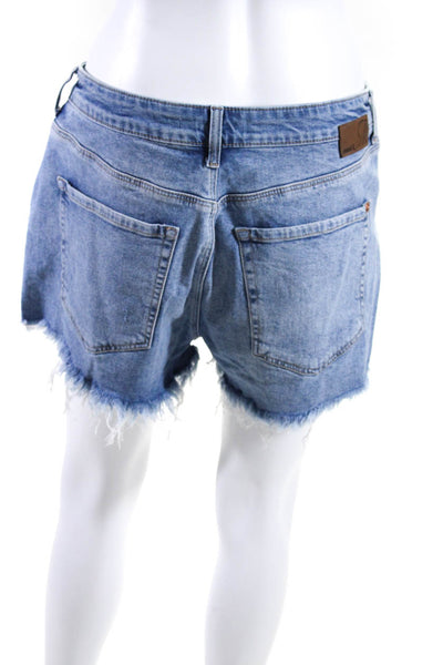 Mavi Jeans Womens Denim High Rise Cut Off Medium Wash Shorts Blue Cotton Size 30