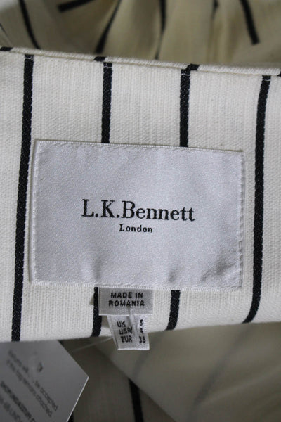 L.K. Bennett Women's Sleeveless Button Down Belt Mini Dress Stripe Size 4