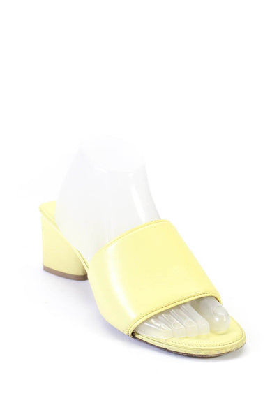 Bottega Veneta Womens Yellow Leather Block Heels Mules Shoes Size 8.5