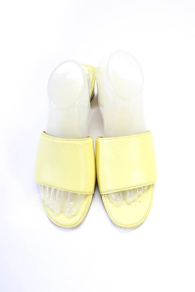 Bottega Veneta Womens Yellow Leather Block Heels Mules Shoes Size 8.5