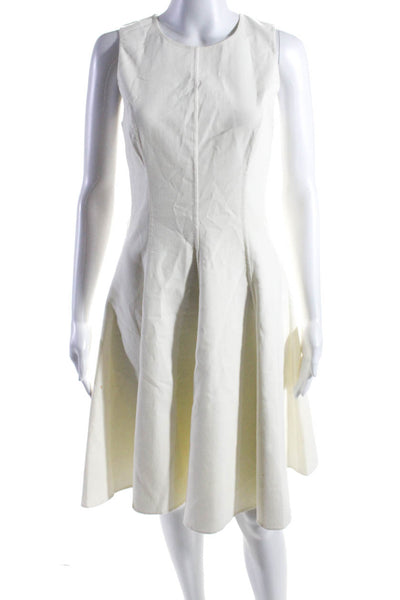 Michael Kors Collection Womens Sleeveless A Line Dress White Cotton Size 4