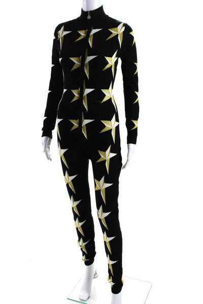 Perfect Moment Womens Stars Print Long Sleeves Ski Jumpsuit Black Gold Size Medi