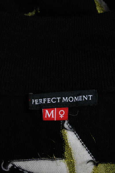 Perfect Moment Womens Stars Print Long Sleeves Ski Jumpsuit Black Gold Size Medi