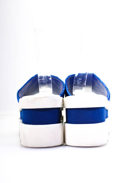 Stella McCartney Womens Platform Striped Open Toe Sandals White Blue Size 5