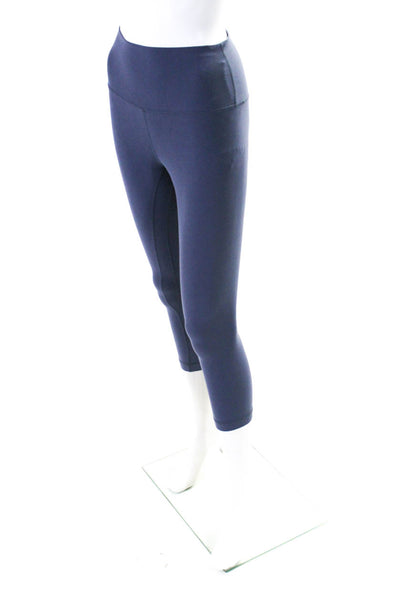 Lululemon Womens High Rise Elastic Waist Cropped Athletic Leggings Blue Size M