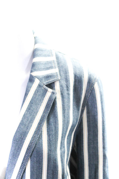 Lafayette 148 New York Women's Unlined Two Button Blazer Blue Stripe Size 12