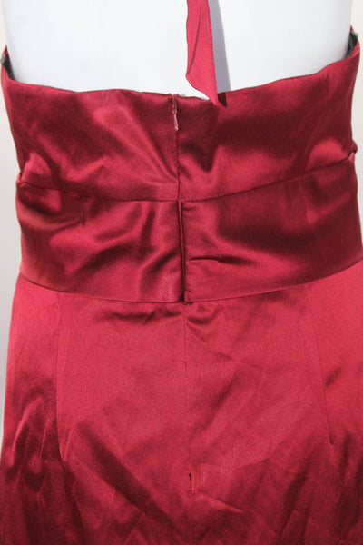 Donna Ricco Womens Ruched Tied V-Neck Sleeveless Zipped Halter Dress Red Size 6