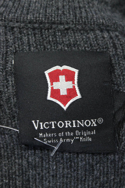 Victorinox Mens Wool Argyle Print Half Zipped Long Sleeve Sweater Gray Size XL