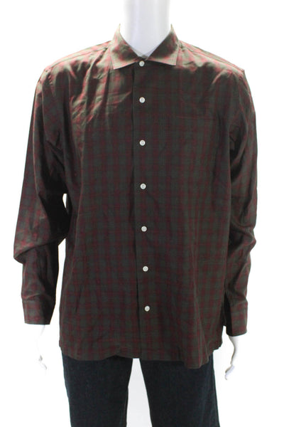 Polo Ralph Lauren Mens Long Sleeve Plaid Button Up Shirt Green Red Size Medium