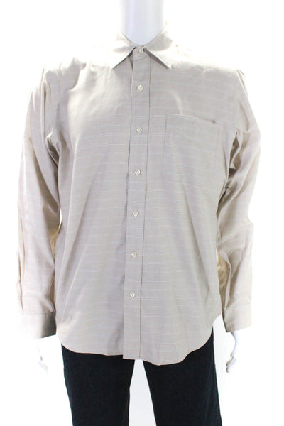 Polo Ralph Lauren Mens Long Sleeve Check Button Up Shirt Beige Size Medium