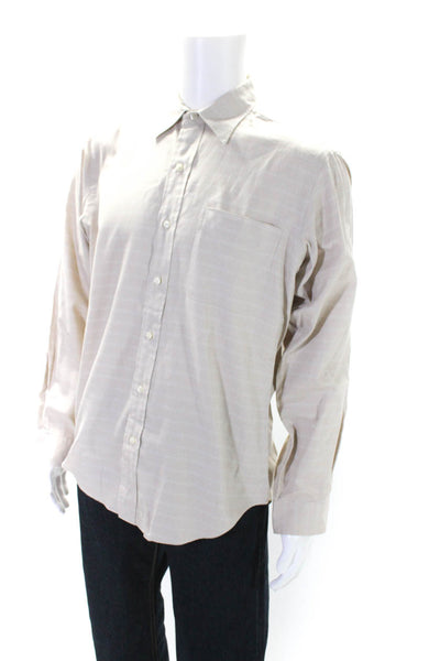 Polo Ralph Lauren Mens Long Sleeve Check Button Up Shirt Beige Size Medium